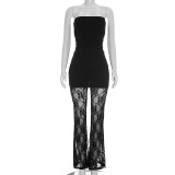 Solid Color Lace Patchwork Split Jumpsuit MXBF-D26JP093