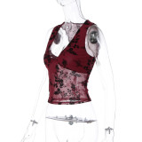 Mesh See Through Patchwork Tops LJSF-T6321251X