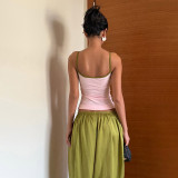 Solid Color Sling Tank Top Loose Pants 2 Piece Set GZJQ-K6S09873A