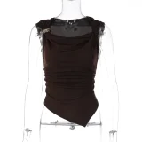 Solid Color Sleeveless Ruched Top LJSF-T6321338X
