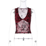 Mesh See Through Patchwork Tops LJSF-T6321251X