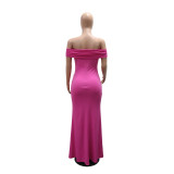 One Shoulder Solid Color Split Maxi Dress CYA-902371