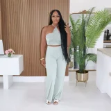 Solid Color Halterneck Two Piece Pants Set CYA-902385