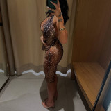Print Halterneck Backless Tight Seventh Pants Suit GDSF-J26ST165