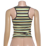 Stripe Print Sleeveless Backless Tank Top GZJQ-K6B08319A