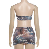 Print Hollow Out Tube Top Mini Dress GZJQ-K6D08162A