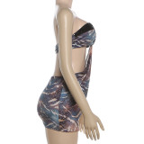 Print Hollow Out Tube Top Mini Dress GZJQ-K6D08162A