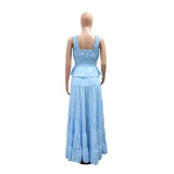 Solid Color Sleeveless Loose Two Piece Skirt Set CYA-902327