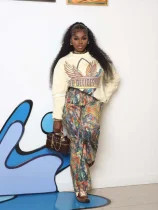 Plus Size Dyeing Printing Loose Jeans GYLN-9455