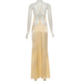 Solid Color Irregular Backless Maxi Dress GYME-K6D02425A