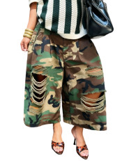 Camouflage Print Loose Holes Jeans ORY-5279