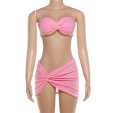 Sexy Wrap Chest Irregular Mini Skirts 2 Piece Set GYME-K6S06623A