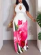 Plus Size Floral Print Hollow Out Maxi Dress GAWE-6747