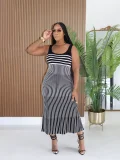 Stripe Sleeveless Midi Dress SFY-872