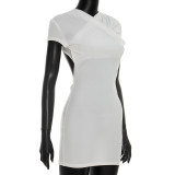 Short Sleeve Backless Hollow Out Mini Dress GSZM-J26DS205