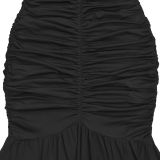 Off Shoulder Solid Color High Split Maxi Dress GFYX-7661