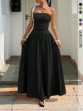 Solid Color Big Swing Tube Top Maxi Dress GSRX-8813