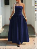 Solid Color Big Swing Tube Top Maxi Dress GSRX-8813