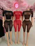 Pre Order: About 7 work days shipping Short Sleeve See Through 2 Piece Set YUEM-202641