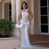 Lace Slash Shoulder Maxi Dress GFYX-7692