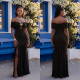 Off Shoulder Solid Color High Split Maxi Dress GFYX-7661