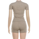 Short Sleeve T Shirt Two Piece Shorts Set DLSF-K6S08622A