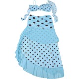 Polka Dots Print Sling Vest Ruffles Long Skirt Suit XEF-K6S09228A