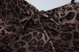 V Neck Leopard Print Chiffon Mini Dress GLAG-D6321377F