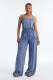 Casual Denim Wide Leg Jumpsuit LX-6202