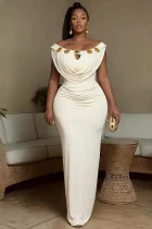 One Shoulder Metal-Buckle Maxi Dress  GMYU-11185
