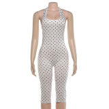 Polka Dots Print Backless Romper GYME-K6Q08075A