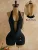 Deep V Neck Backless Solid Romper GZIY-6381