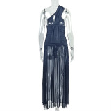 Solid Color Irregular Backless Maxi Dress GJYO-JD303131