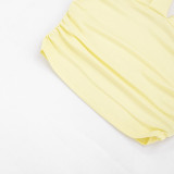 Deep V Neck Ruched Top Two Piece Pants Set MXBF-J26ST224