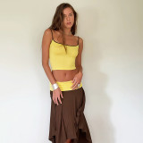 Sling Tank Top Irregular Long Skirt Suit XEF-K6S09935A