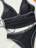 Solid Color Tie Up Two Piece Swimsuit CSYZ-G905KY