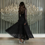 Lace See Through Long Sleeve Maxi Dress BY-7711