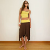Sling Tank Top Irregular Long Skirt Suit XEF-K6S09935A