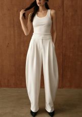 Solid Color Casual Wide Leg Pants BGN-369