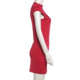 Hollow Out Solid Color Mini Dress XEF-K6D08956A