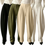 Solid Color Casual Wide Leg Pants BGN-369