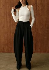 Solid Color Casual Wide Leg Pants BGN-369