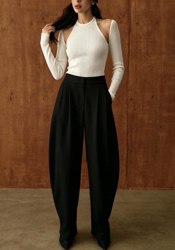 Solid Color Casual Wide Leg Pants BGN-369