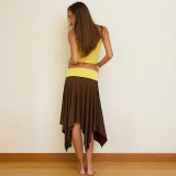 Sling Tank Top Irregular Long Skirt Suit XEF-K6S09935A