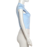 Solid Color Hollow Out Top XEF-K6L08955A