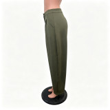 Solid Color Casual Wide Leg Pants BGN-369