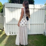 Polka Dot Print Tube Top Maxi Dress XEF-K6D07455A