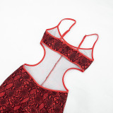 Snake Print Backless Bow-Tie Jumpsuit GDSF-D26JP153