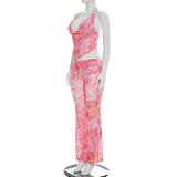 Print Halterneck Backless Jumpsuit GDSF-Q26JP042