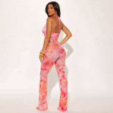 Print Halterneck Backless Jumpsuit GDSF-Q26JP042